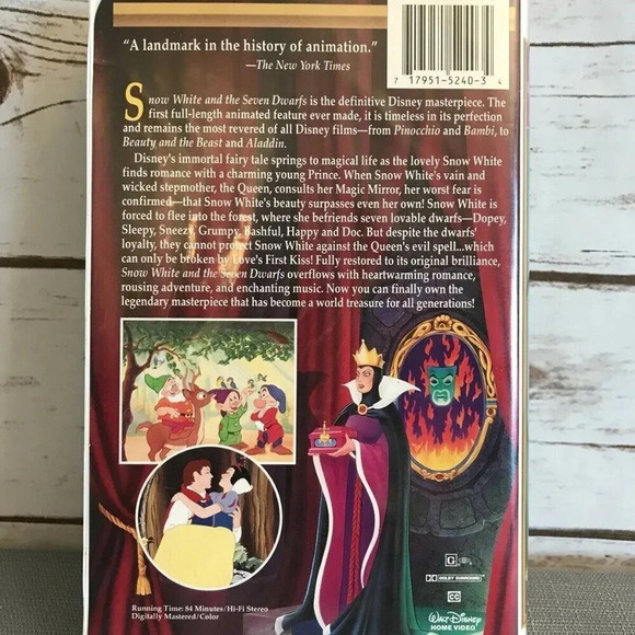 SNOW WHITE AND THE SEVEN DWARF Walt Disney VHS Video Tape Clamshell Case - Picture 2 of 5